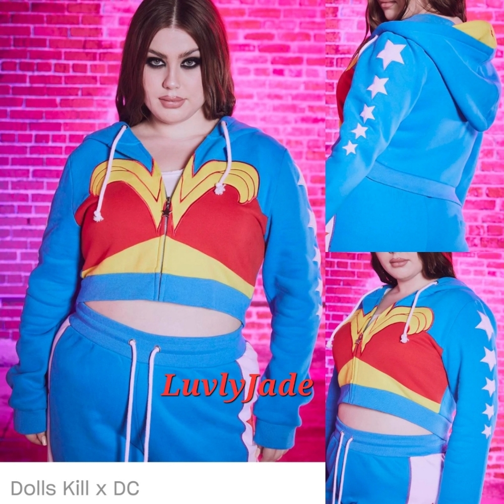 DC Wonder Woman Full Zip Up Hoodie Blue/Yellow/Red Size 3X New